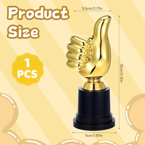 Golden Thumbs Up Award Trophy, Engraving Funny Plastic Winner Award Status Sculpture 5 Inch Gold Trophy Cups for Staff or Adults Party Favors Sports Game Job Football Competition Rewards for Humorous