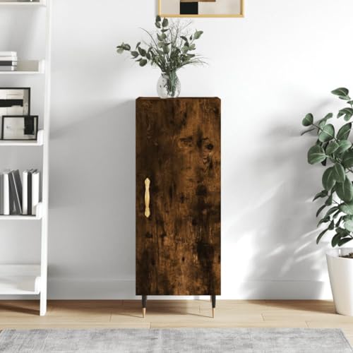 Homgoday Aparador de madera de roble ahumado de 34,5 x 34 x 90 cm, armario lateral, armario de almacenamiento para comedor, sala de estar, pasillo y cocina, muebles de oficina en casa, muebles tipo 21