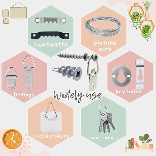 Image of 30Pcs Self-Drilling Metal Wall Anchors and Bear Claw Hanging Screws Kit | 15pcs Sheetrock Anchors, 15pcs Double Headed Bear Claw Picture Hangers for D-Rings, Wire, Keyholes - Hang Pictures, Mirrors