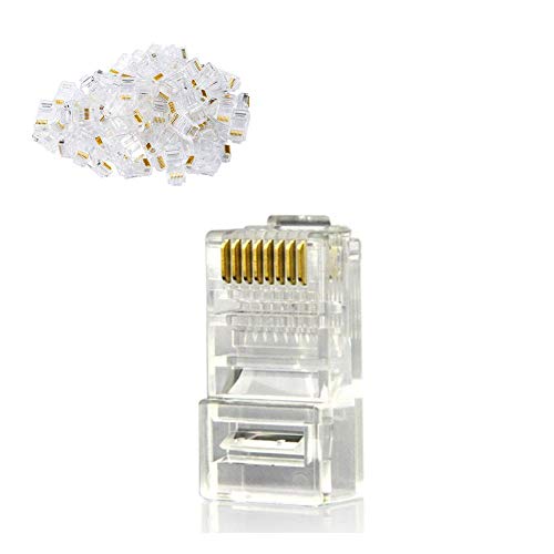 Cat6 RJ45 Ends 50 Pcs Cat6 Connector Ethernet Network Cable Crimp Connectors UTP Network Crystal Plug for Solid Wire and Standard Cable