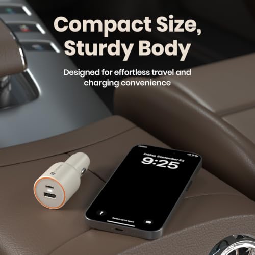 Image of Portronics Car Power 65 Pro 65W Dual Ports Fast Car Charger with 65W Type-C PD & 22.5W USB-A, Charge 2 Devices Simultaneously, Compact 12V Car Adapter Compatible with Laptop, Smartphone, Tablet