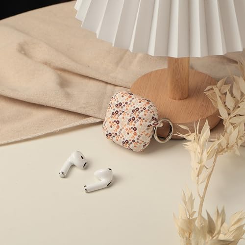 Reownest Kompatible für AirPods 4 Hülle mit Reinigungsset, Niedliches Bunt Blumenmuster Ästhetisches Design, Kratzfeste Schlüsselbund Abdeckung Weiche Kopfhörer Handyhülle - Gelb