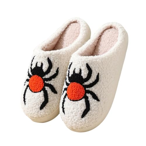 Image of Womens Mens House Slippers Retro Comfy Warm Plush Slip on Fluffy Memory Foam Home Sippers for Winter Indoor Outdoor