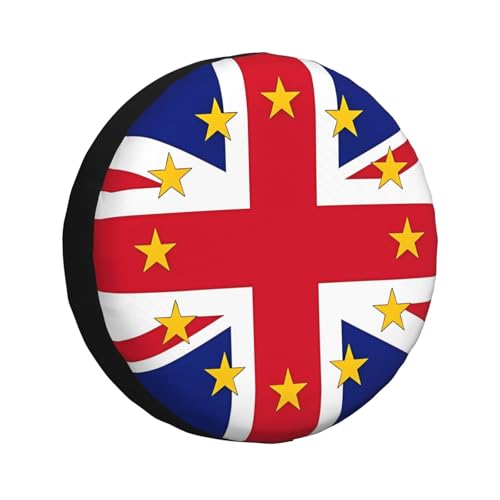 Bulcli British England UK European Union Jack Flag Tire Cover Spare Tire Covers Wheel Protectors Weatherproof Universal Fit for Cars SUV 17 Inch