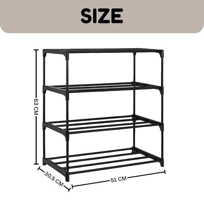 Image of EXVITO Portable Modular Plastic Shoe Cabinet with Doors, 4-Tier Stackable Shoe Rack Organizer, Dustproof Waterproof Shoe Storage Cabinet, Space Saving Entryway Shoe Shelf - Dark Black