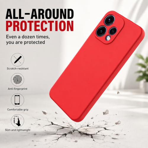 Image of Back Cover Compatible with Oppo Reno15 5G | Full Camera Protection | Premium Liquid Silicon Case | Flexible Bumper Case for Oppo Reno15 5G (Red)