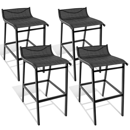 Sundale Outdoor Patio Metal Bar Stools Set of 4, Low