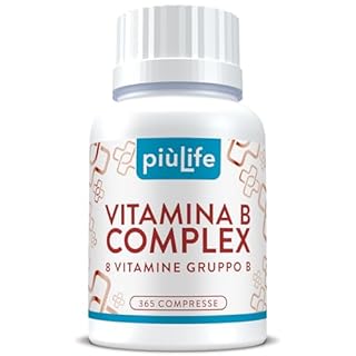 Vitamina B Complex Alto Dosaggio PiùLife, 1 Al Giorno 100% VNR, Vitamina B6 B1 B2 B3 Niacina, B5, B8 Biotina, B9 Acido Folico, Vitamina B12, Tutte Le Vitamine Gruppo B Integratore, 365 compresse