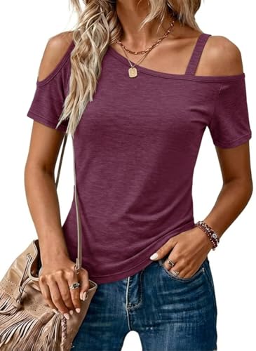 T-shirt épaules dénudées femme col bretelles spaghetti top manches courtes mode été