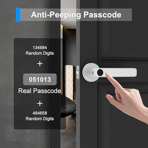 Image of Fingerprint Door knob, Fingerprint Door Lock with Keypads,Keyfob Card,Bluetooth,Key,Biometric Smart Lock for Home Bedroom Apartment
