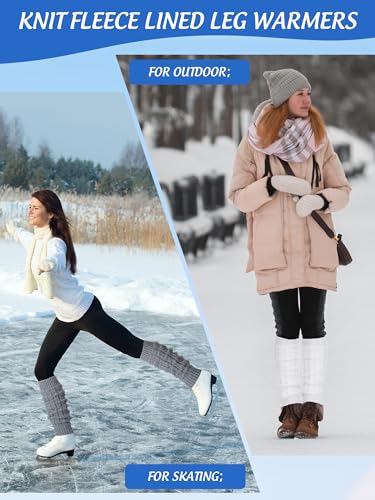 Chuarry 3 Pairs Winter Fleece Lined Leg Warmer For Women Skating Leg Warmer Long Boot Socks For Women Skating Every Day Wear thumb #4