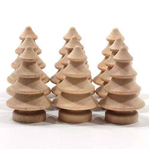 Holibanna Unfinished Wood Christmas Tree Snowman 20Pcs Unfinished Wood Peg Dolls Christmas Wooden Crafts Shapes Snowman Tree Acorns Ornaments - Image 2
