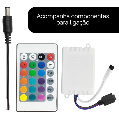 Fita Led 2835 5m Ip65 RGB Silicone + Controladora e Fonte