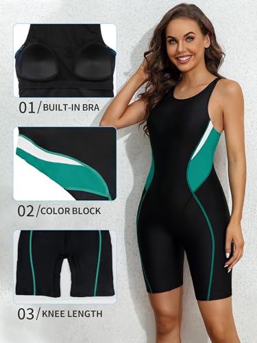 Attraco Athletic One Piece Swimsuits Women Kneeskin One Piece Swimwear Racerback Swimsuits Xl thumb #2