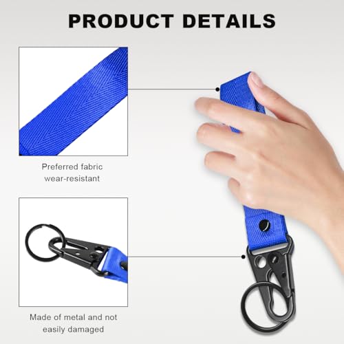 Image of Wevdn Car Key Chain, Fabric Metal Practical Multifunctional Motorcycle Keychain, Anti-Lost Keychain with O-Ring for Men Women (Blue)