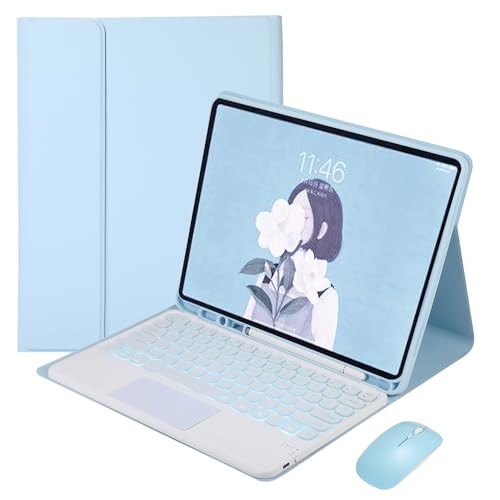 Clavier iPad Air 13 2024 étui de protection bleu ciel avec souris