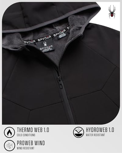 Image of Spyder Mens Softshell Jacket - Faux Fur Lined Water Wind Resistant Performance Mens Fleece Jacket for Hiking Running Jogging