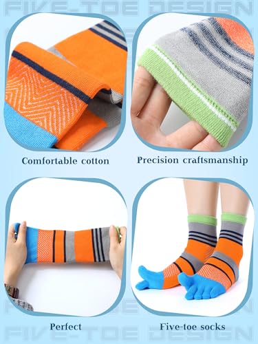 Image of Fourluoo 3 /6 Pairs Women Toe Socks Cotton Breathable Ankle Five Toe Socks for Men Women Athletic Running