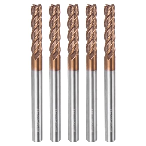 Image of HARFINGTON 5pcs Carbide Square End Mills 8mm (5 /16 inch) Dia 8mm (5 /16 inch) Shank 100mm (4 inch) Extra Long HRC55 TiSiN Coated Micro-Grain Tungsten Carbide 4 Flutes Milling Bit Cutter