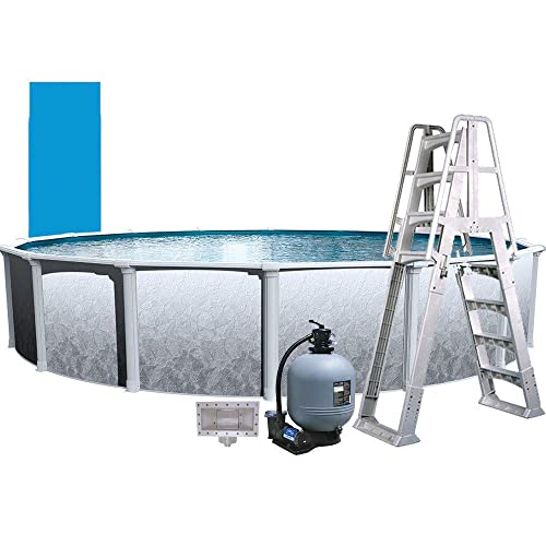 In The Swim 24' Round Above Ground Swimming Pool - Weekender Plus Package - Featuring: Sand Filter, Pump System and A-Frame Ladder