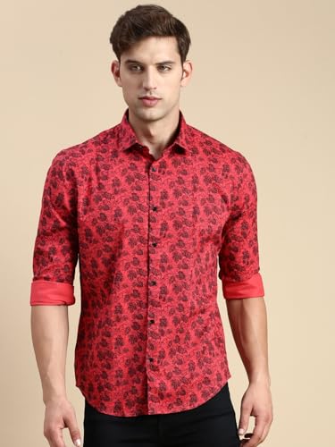 Image of SHOWOFFFF Men Printed Casual Shirt | Spread Collar Full Sleeves Cotton Shirt for Mens | Slim Fit Regular Length Shirt for Men's