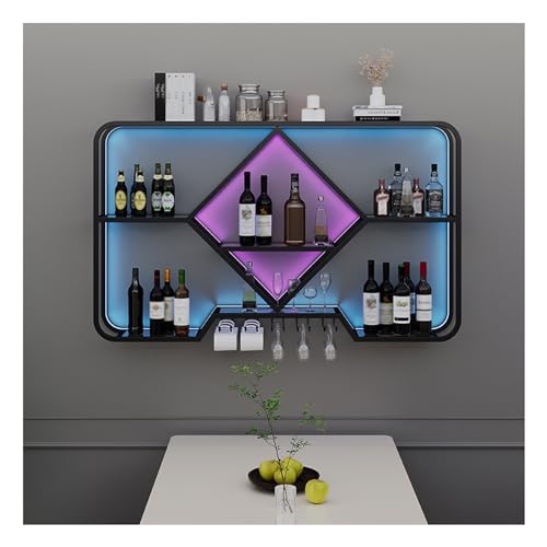 Porte-bouteilles en métal mural rétroéclairé pour optimiser petit espace - 2