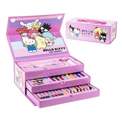 La Esencia Hello Kitty Juego de Papelería, Incluye Lápices de Color, Rotuladores, Acuarelas, Pincel, Esponja, Lapiz, Sacapuntas, Borrador, Ceras de Color, Cuaderno, Estuche Maletin, Set Escolar Niñas