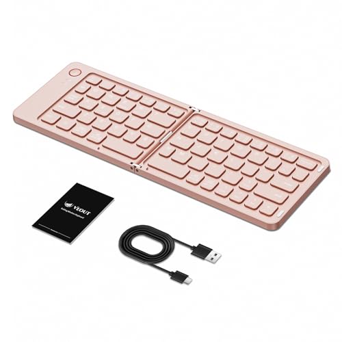 Image of Veout Foldable Bluetooth Keyboard, Ultra-Thin Portable Wireless Keyboard, Lightweight for Laptop, iPad, iPhone, Android, Windows, Mac