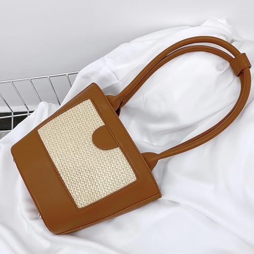 Bolso Tote para mujer, tejido a mano, color caqui miniatura 6