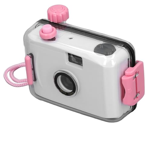 35mm Reloadable Film Camera, Focus Vintage Film Camera with Waterproof Case, Shutter Speed 1/100s F/9 28MM Lens, for Summer Beach Vacation Camp Snorkeling Trip (White and)
