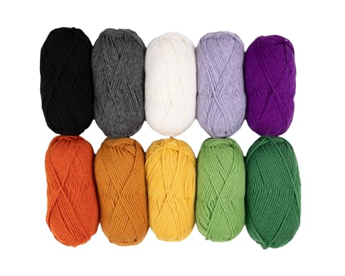 Image of Knit Picks Wool of the Andes Assorted 100% Wool Yarn Pack for Knitting | 10 skeins (500g total) of soft worsted weight crocheting yarn in Fall Colors color, good for felting.