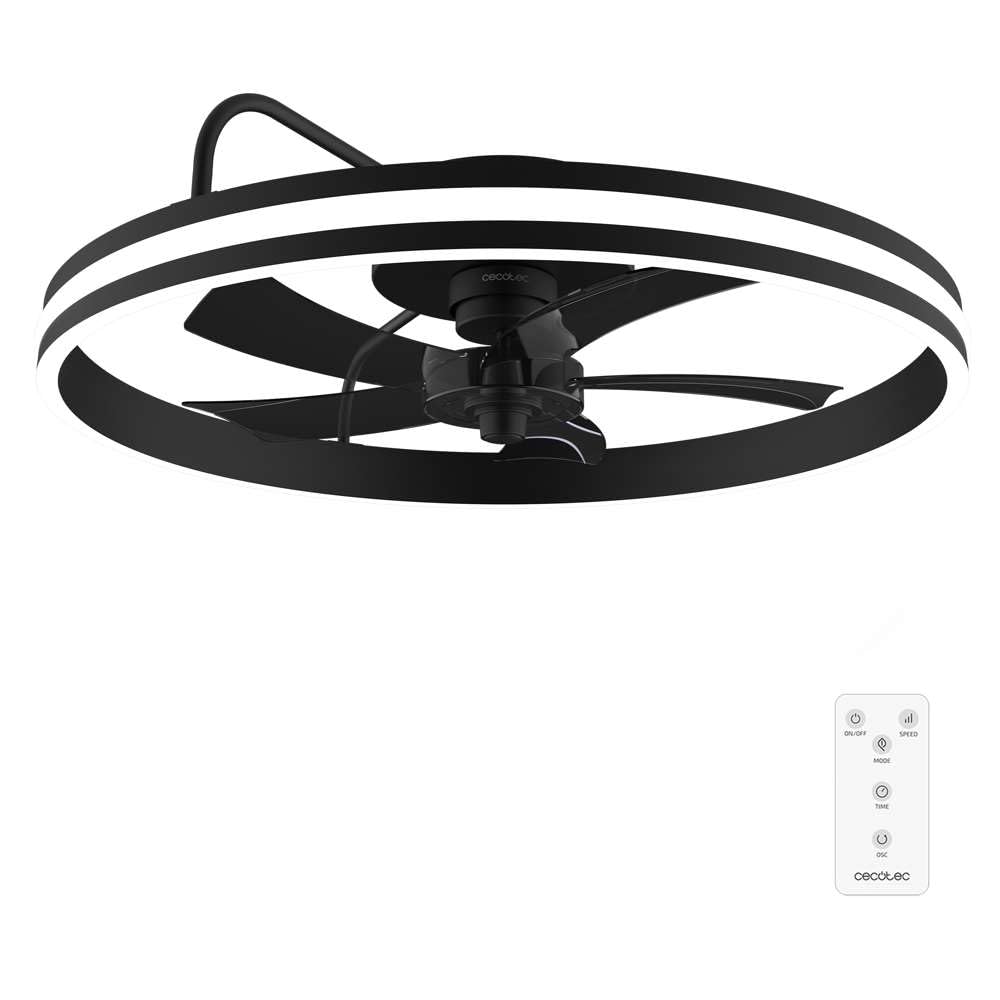Cecotec Ventilador de Techo con Luz EnergySilence LampAero 650 FlowLight. 20W, Motor DC, LED de 45W, 5 Aspas de 17", Mando, 3 Velocidades, 3 Tonos de Luz, Temporizador, Modo winter/summer