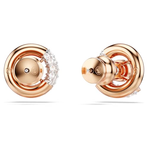Swarovski Dextera Stud Earrings, Round Cut, Clear, Rose Gold-Tone Finished4