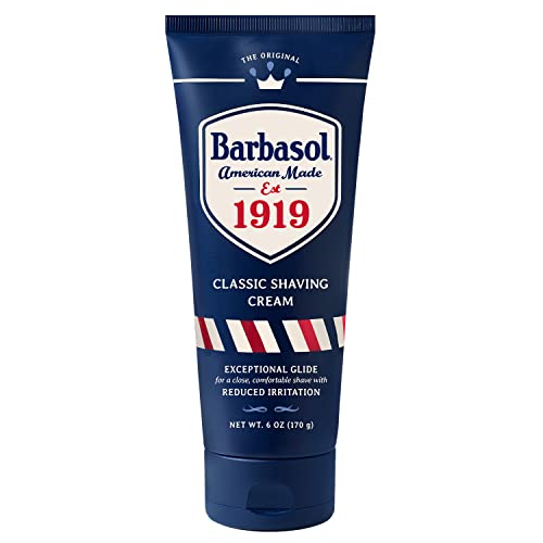 Image of Barbasol 1919 Classic Shaving Cream | Non-Aerosol Shave Cream for Men | Infused With Aloe, Coconut Oil, Shea Butter | Exceptional Glide | Made in the USA, 6 OZ (Pack of 1)