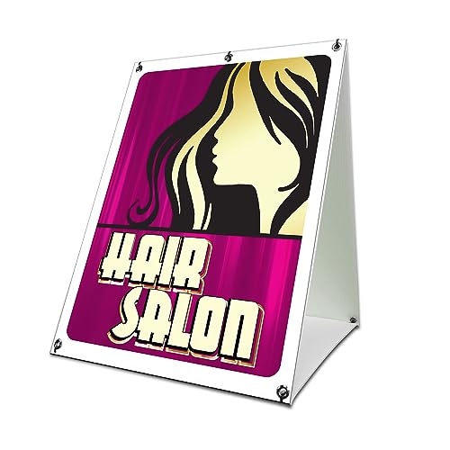 Hair Salon 24" x 36" A-Frame Sidewalk Sign| Advertise Your Business | Images On Both Sides | Barber Shop Beauty | Made in The USA