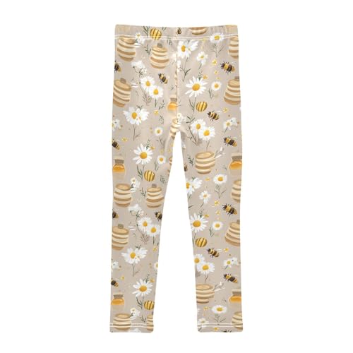 Beehives Honey Girls' Leggings Toddler Doodles Daisy Kids Yoga Pants Dance Active Tights 4T2