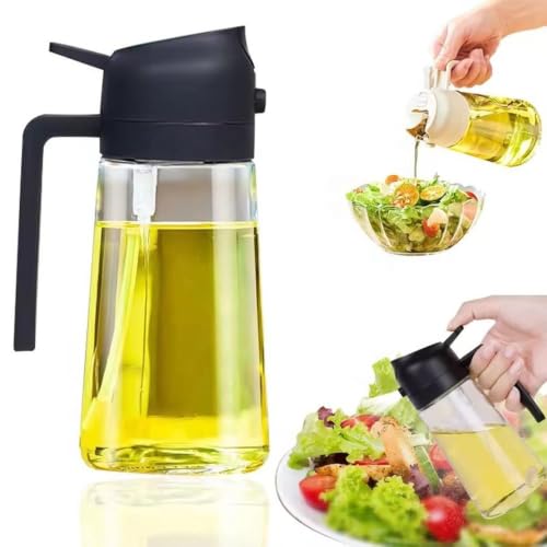 Image of 2 in 1 Olive Oil Dispenser and Sprayer for Kitchen, Glass Oil Spray Bottle, Leak-Proof Cooking Oil Dispenser with Handle for Air Fryer, Salad, BBQ, Grilling, Baking 500ml (Design 1)