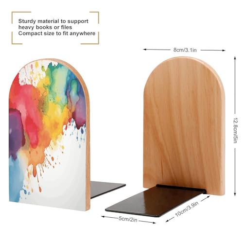 Sujetalibros de madera con acuarela bonitos para decorar la mesa de estudio y estanterías 3