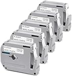 5-Pack MK231 Remplacer Brother P Touch M Tape 12mm 0.47 Blanc pour PT-M95 PT65 | M-K231 M231 P Touch M Label Tape. Fit with Brother PTM95 PT-65 PT-70 PT-80 PT-90 PT-55 PT-45 PT85 Marqueur d'étiquettes. Blanc de 1/2 pouce