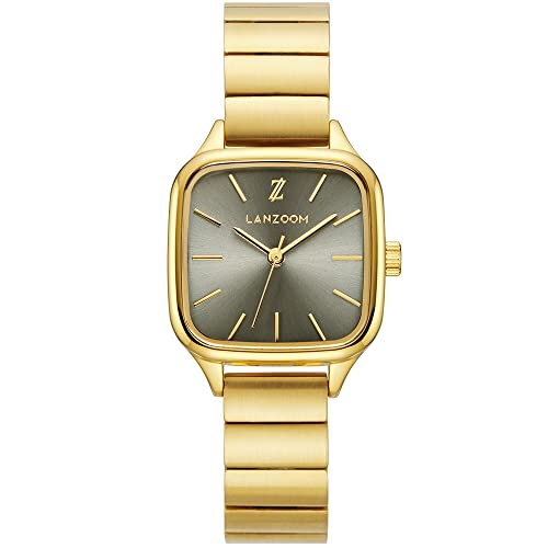 Montre à quartz pour femme LANZOOM en acier inoxydable vert