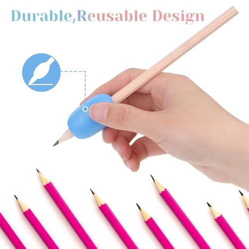 6 Pcs Kids Adults Foam Egg Pen Grips - Writing Practice Pencil Holder Cushion Grip for Handwriting Drawing - Ergonomic Right or Left Handed Use