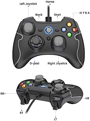 EasySMX Wired Gaming Controller, PC Game Controller Joystick with Dual-Vibration Turbo and Trigger Buttons for Windows/Steam/Android/ PS3/ TV Box