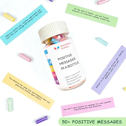 50 Positive Messages In A Bottle, Positive Affirmations Gifts for Women, Daily Message in a Bottle, Motivation Gift, Mental Health Gifts for Women Men, Stress Relief Self Care Kit for Mediation - Image 3