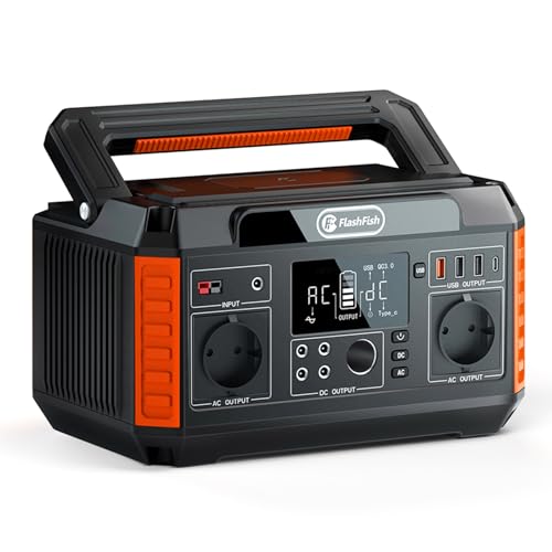 FF FlashFish P60 Generateur Electrique Portable 560W Surge 1100W,Station Electrique 520Wh,Haute Capacité Batterie Solaire 140400mAh, Alimentation de Secours pour Extérieur, Camping-cars,Domestique