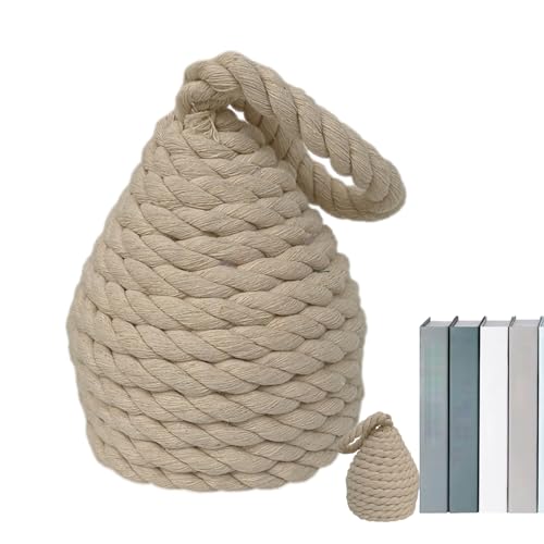 Cotton Knot Doorstop - Rustic Rope Block, Heavy Door Jam | Decorative Heavy Handle Jam Blocker, Rustic Farmhouse Bedroom Window Wedge for Entryway officee Living Room Bookshelf Apartment Studio