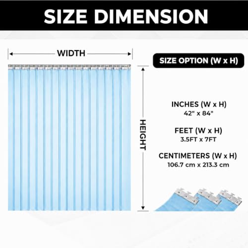 Image of Smooth Clear Blue PVC Strip Curtain 42 inch Width x 84 inch Height - Walk-in Cooler and Freezer Door Strips Transparent Plastic Vinyl Warehouse Flap Doors for Temperature Management AP1474