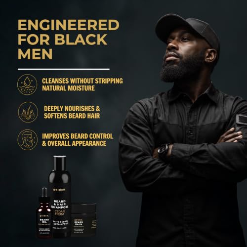 Image of Golden Grooming Beard Bundle XL (Double Size Value Kit) 8oz Shampoo, 4oz Balm, 2oz Oil - Cedar Frost