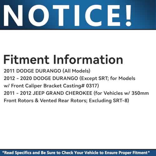 Image of Detroit Axle - Front Brake Kit forJeep 2015-2020 Grand Cherokee 2011-2020 | Dodge Durango, Drilled & Slotted Brake Rotors Ceramic Brake Pads Wheel Lug Nuts Replacement 13.78'' inch Rotor