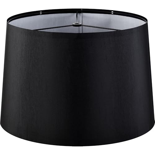 GO&SO Large Black Lamp Shades for Floor Lamps,14"×16"D×10"H Drum Shade Deco