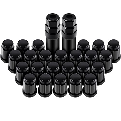 Nemtor M12x1.5 Wheel Lug Nuts, 24PCS with 2 Keys Black Closed End Lug Nut,12mmx1.5 Lug Nut 1.37'' Tall Replacement for 1997-2016 for Toyota for Tacoma/for Sienna/for Rav4